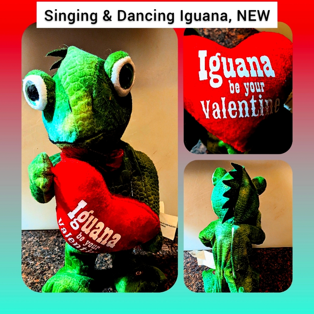 Singing & dancing iguana, sings "I iquana dance w somebody" Whitney Houston song